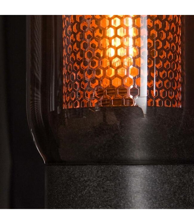 Rispens Tafellamp smoke glas-geperforeerd staal / Artic zwart