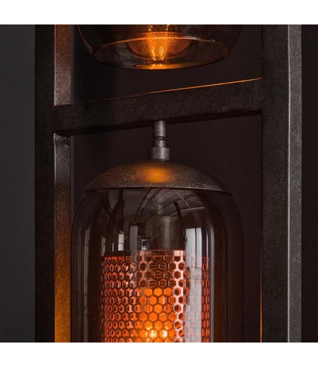 Rispens Vloerlamp 4L tower smoke glas-geperforeerd staal / Artic zwart