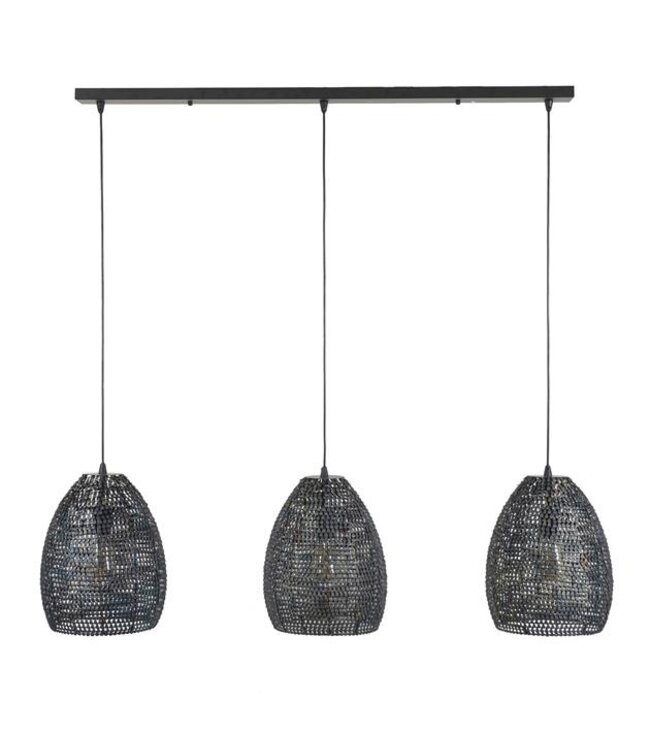 Rispens Hanglamp 3x Ø26 armor ovaal / Zwart bruin