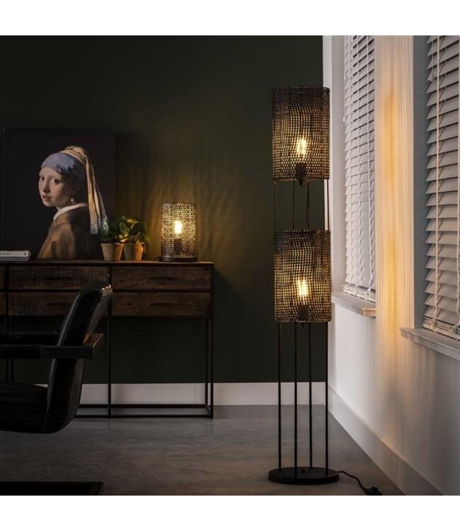 Rispens Vloerlamp 2L armor tube / Zwart bruin