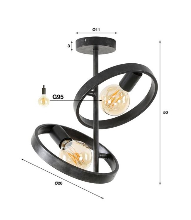 Rispens Plafondlamp 2L hover / Charcoal