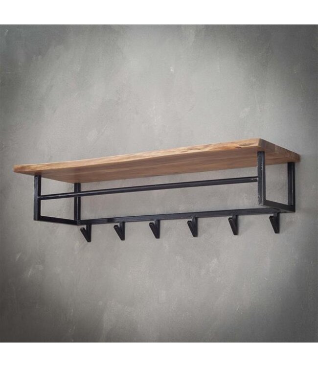 Rispens Edge 6 haken hoedenplank / Massief acacia naturel