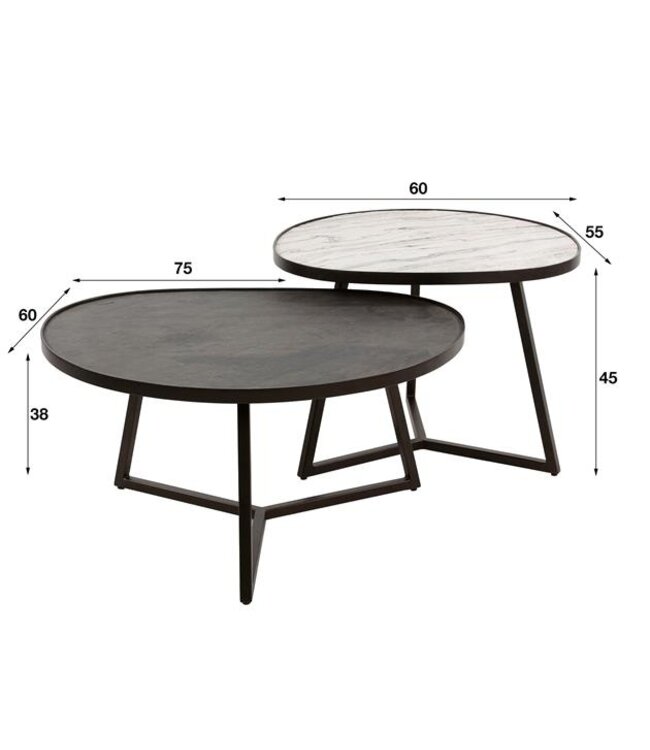 Rispens Salontafel set/2 slate driehoek