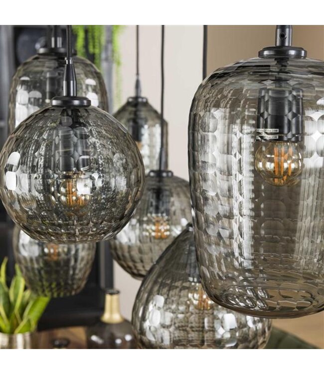 Rispens Hanglamp 4+3 hexagon mix / Smoke grey glas