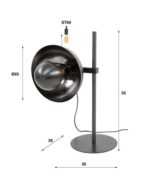 Rispens Tafellamp 1L adjust / Zwart nikkel
