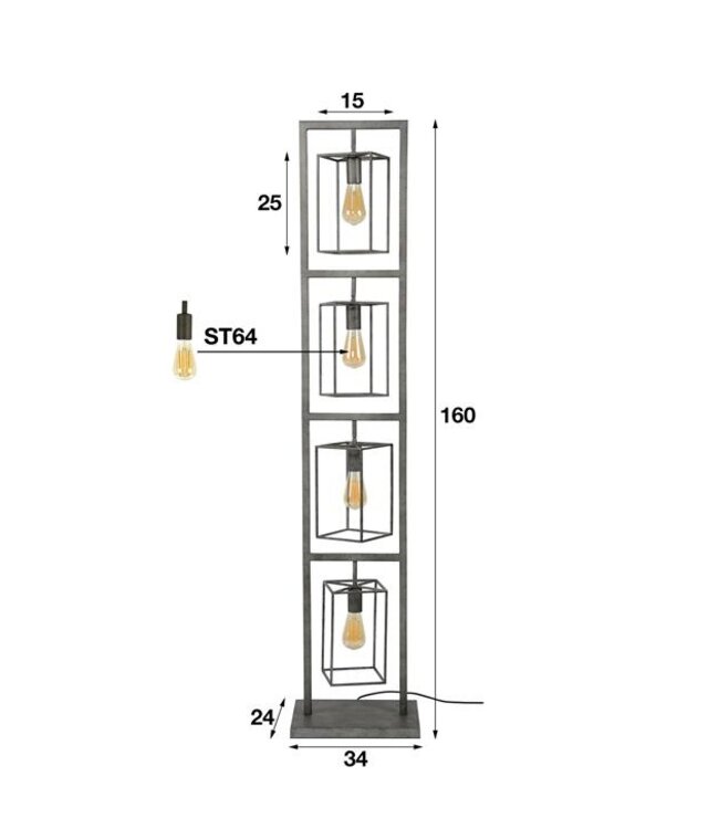 Rispens Vloerlamp 4L cubic tower