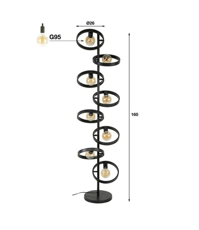 Rispens Vloerlamp 8L hover / Charcoal Zijl