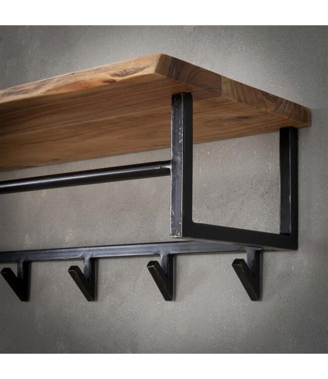 Rispens Edge 6 haken hoedenplank / Massief acacia naturel