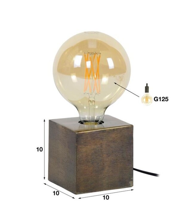 Rispens Tafellamp block/Brons antiek