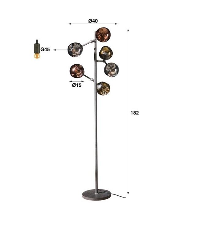 Rispens Vloerlamp 6L molecule mix glass / Artic zwart Zijl