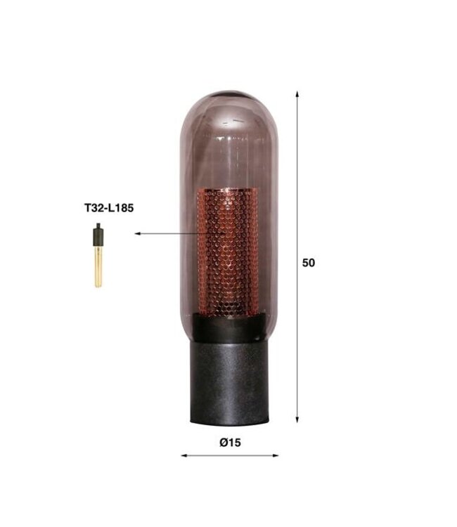 Rispens Tafellamp smoke glas-geperforeerd staal / Artic zwart
