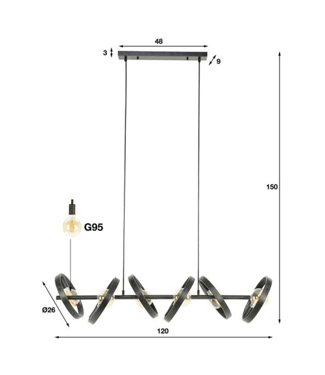 Rispens Hanglamp 6L hover / Charcoal