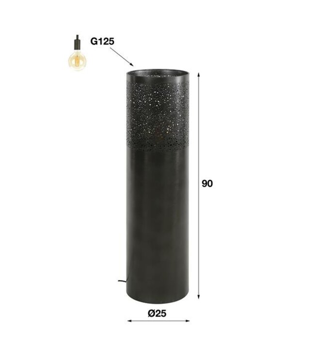Rispens Vloerlamp Ø25 cilinder 90cm / Zwart nikkel