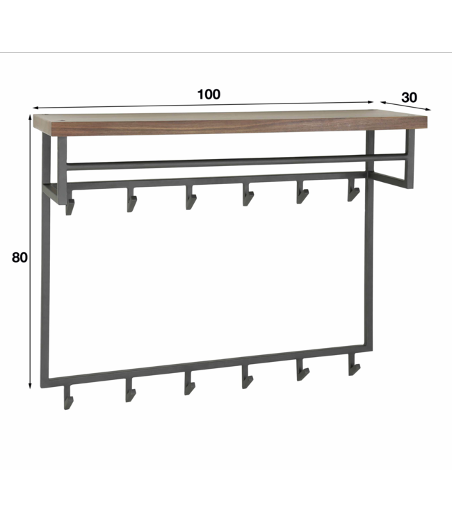Rispens Daytona 12 haken hoedenplank / Massief Saja natural