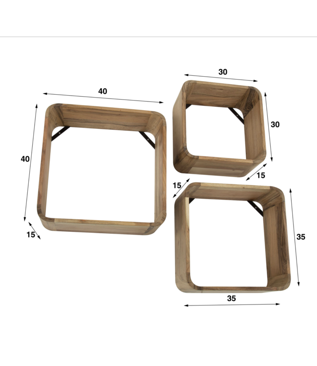 Rispens Wandschap set/3 vierkant