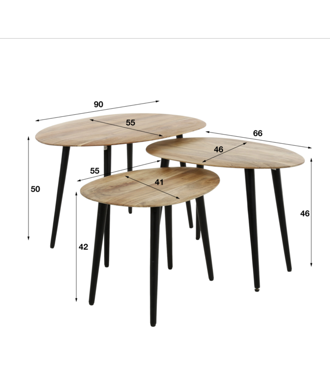 Rispens Set van 3 organisch - Acaciahout