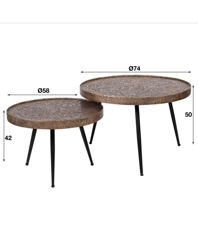 Rispens Salontafel set/2 rond metallic