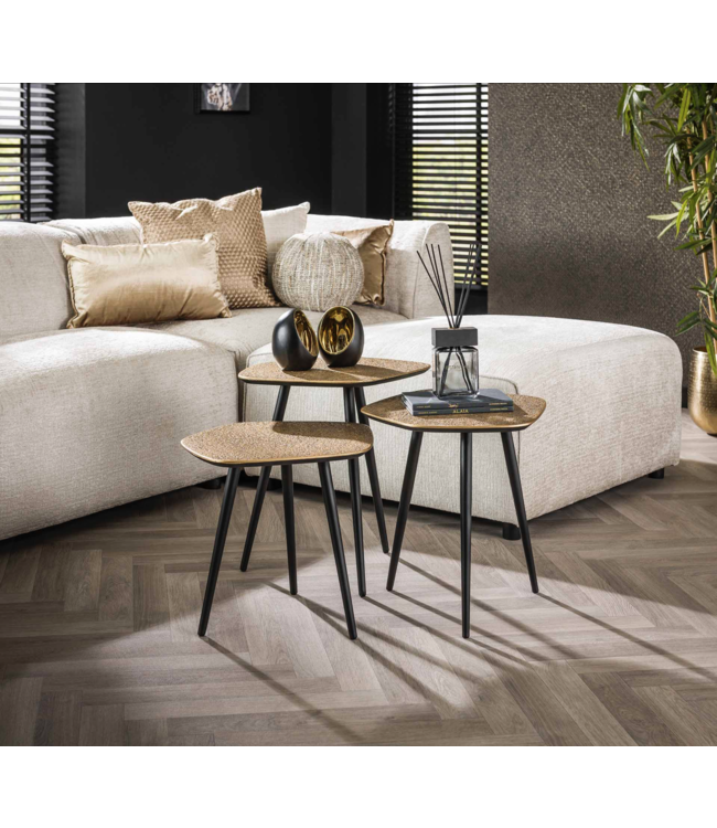 Rispens Salontafel set/3 point metallic / Brons antiek