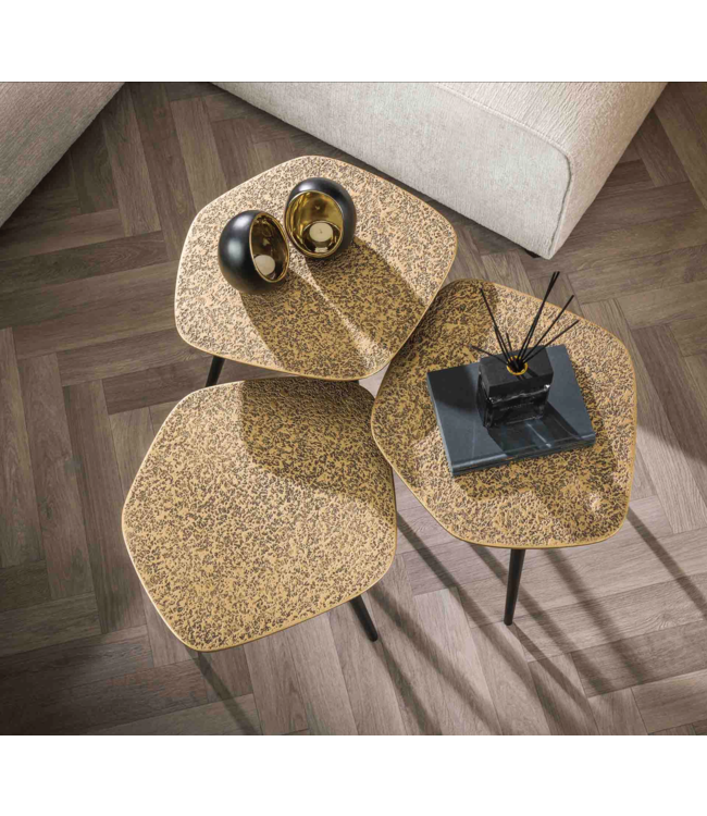 Rispens Salontafel set/3 point metallic / Brons antiek