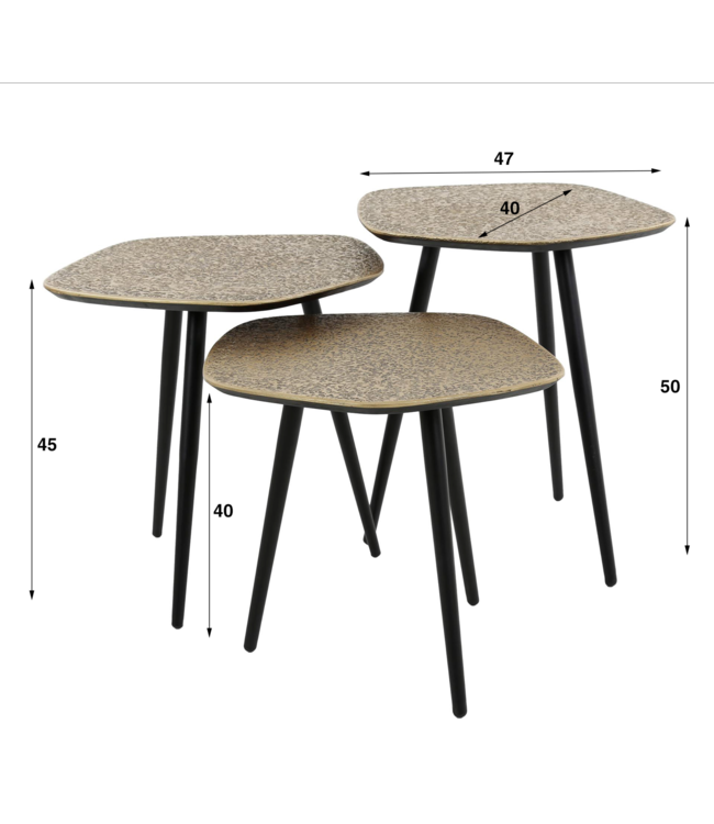 Rispens Salontafel set/3 point metallic / Brons antiek