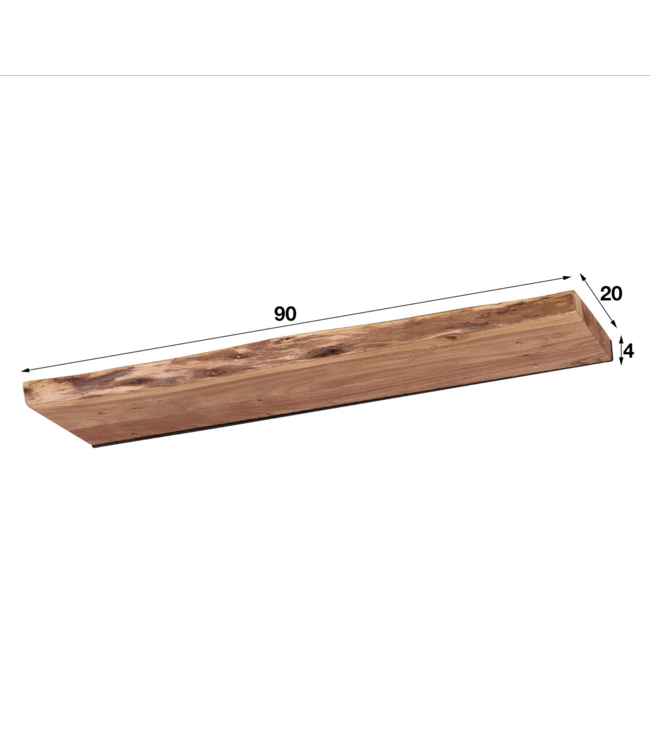 Rispens Wandplank 90 edge / Massief acacia naturel