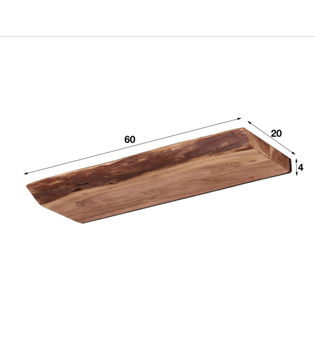 Rispens Wandplank 60 edge / Massief acacia naturel