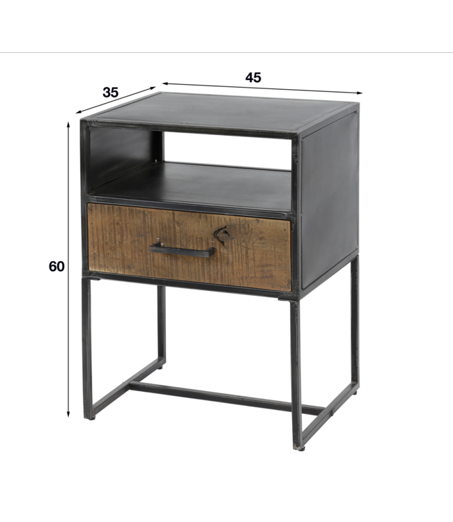 Rispens Nachtkastje 1L blend / Robuust hardhout