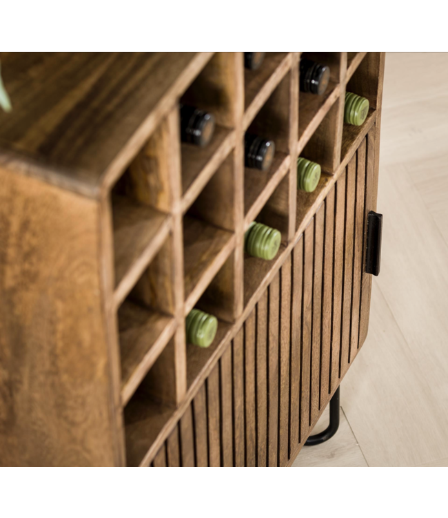 Rispens Wijnkast tweak / Massief mango zandkleur