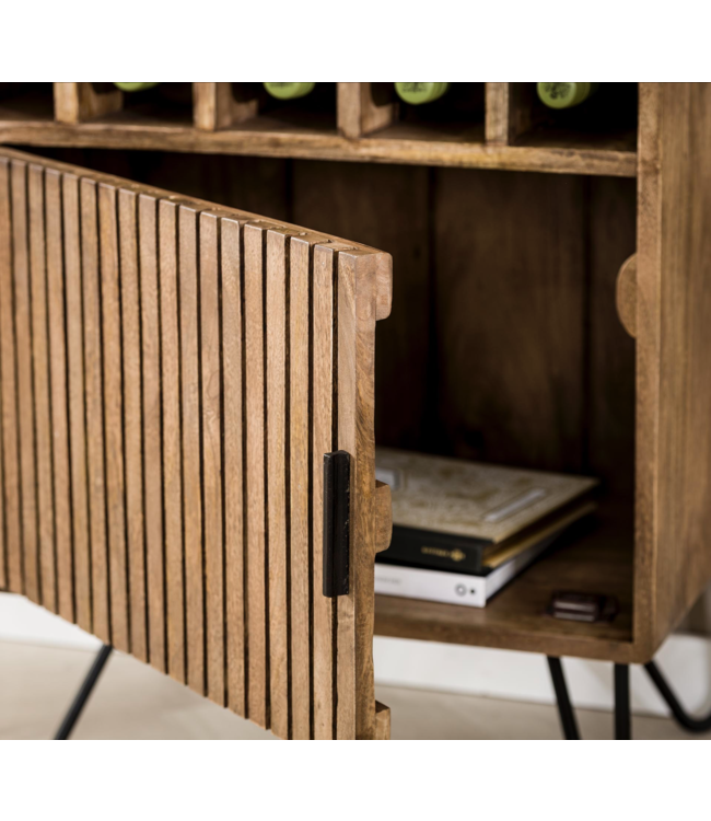 Rispens Wijnkast tweak / Massief mango zandkleur