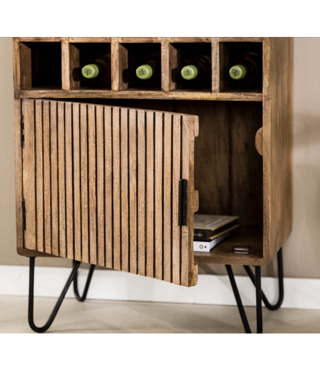 Rispens Wijnkast tweak / Massief mango zandkleur