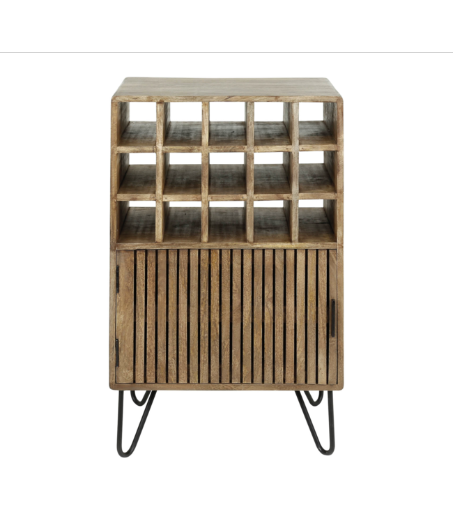 Rispens Wijnkast tweak / Massief mango zandkleur