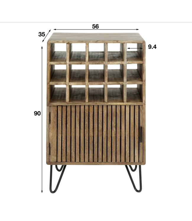 Rispens Wijnkast tweak / Massief mango zandkleur