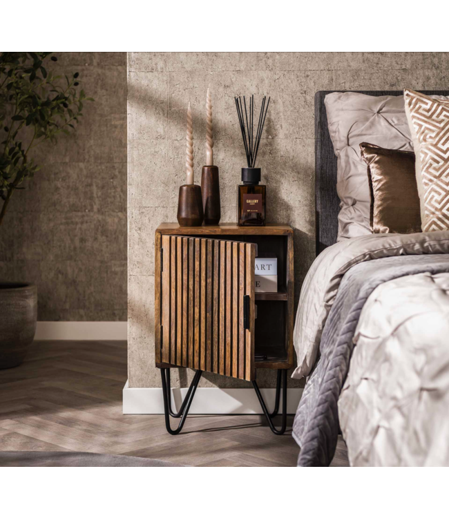 Rispens Nachtkastje set/2 tweak / Massief mango zandkleur Zijl