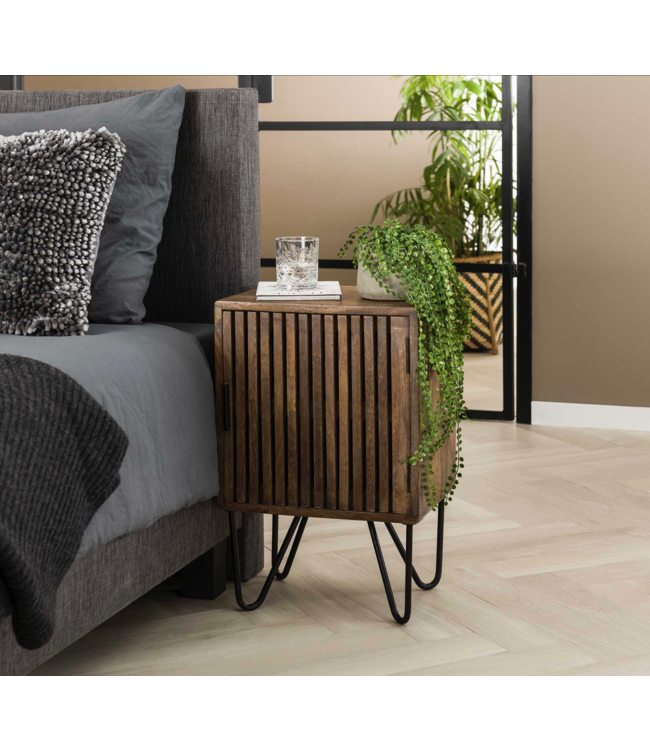 Rispens Nachtkastje set/2 tweak / Massief mango zandkleur Zijl