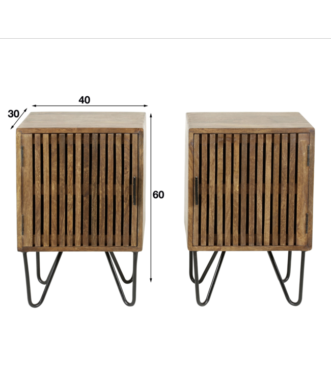 Rispens Nachtkastje set/2 tweak / Massief mango zandkleur Zijl