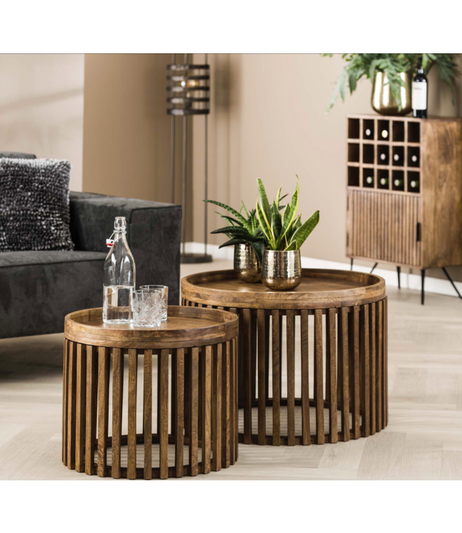 Rispens Salontafelset tweak Ø65/Ø50 / Massief mango zandkleur