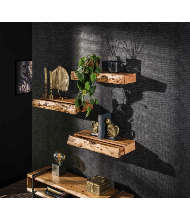 Rispens Wandschap met lade set/3 tree storage / Massief acacia naturel