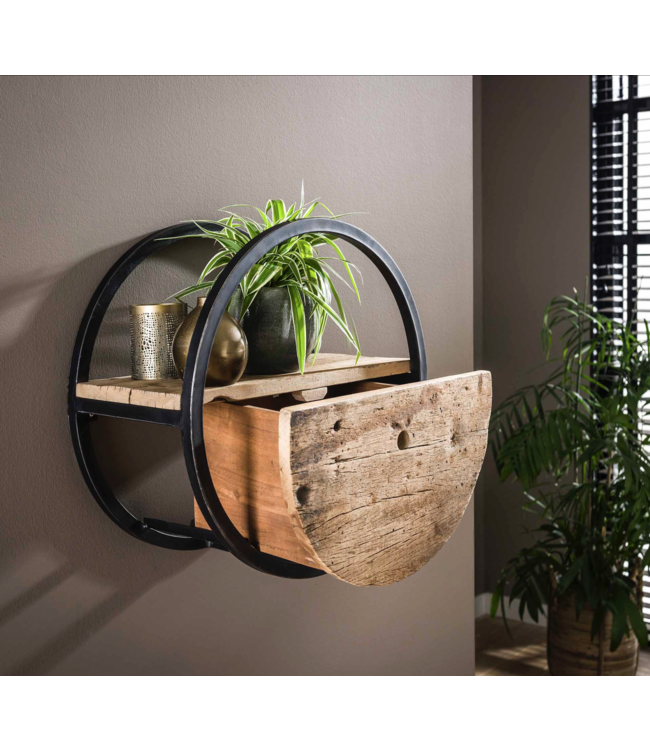 Rispens Wandschap circular Ø50 met lade / Robuust hardhout