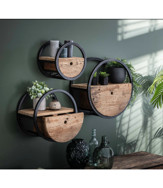 Rispens Wandschap circular Ø50 met lade / Robuust hardhout