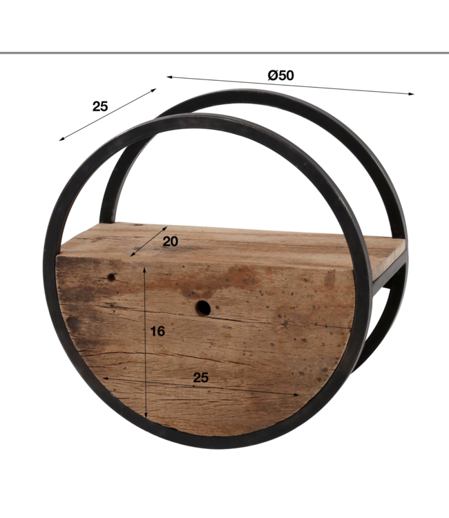 Rispens Wandschap circular Ø50 met lade / Robuust hardhout