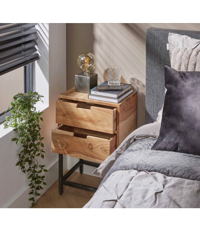 Rispens Nachtkastje 2L flat / Massief acacia naturel