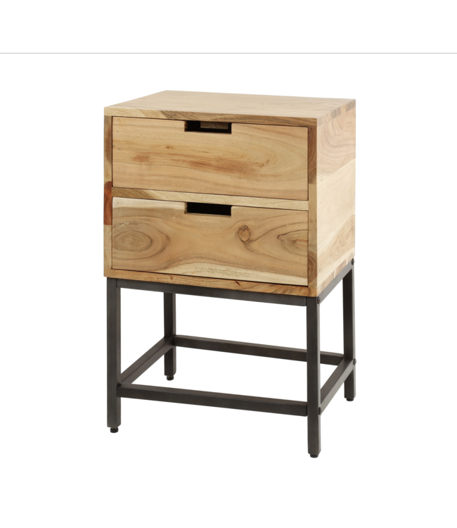 Rispens Nachtkastje 2L flat / Massief acacia naturel