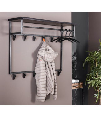 Rispens Yucon hoog 12 haken hoedenplank / Massief acacia zwart