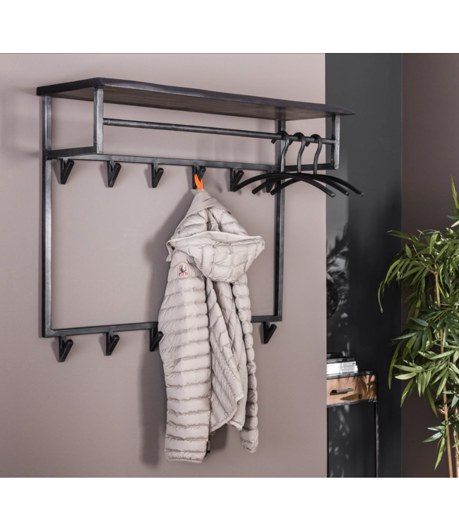 Rispens Yucon hoog 12 haken hoedenplank / Massief acacia zwart