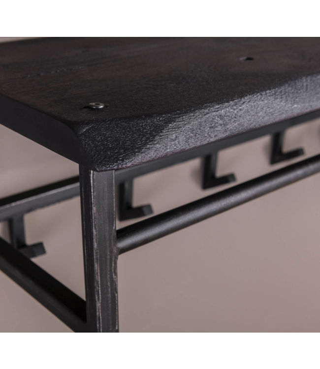 Rispens Yucon 6 haken hoedenplank / Massief acacia zwart