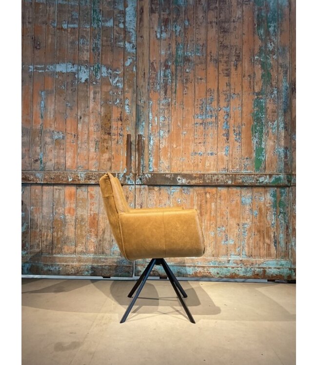 Eetkamerstoel Dora zoals afgebeeld: Met arm. In bekleding: Concrete Avocado