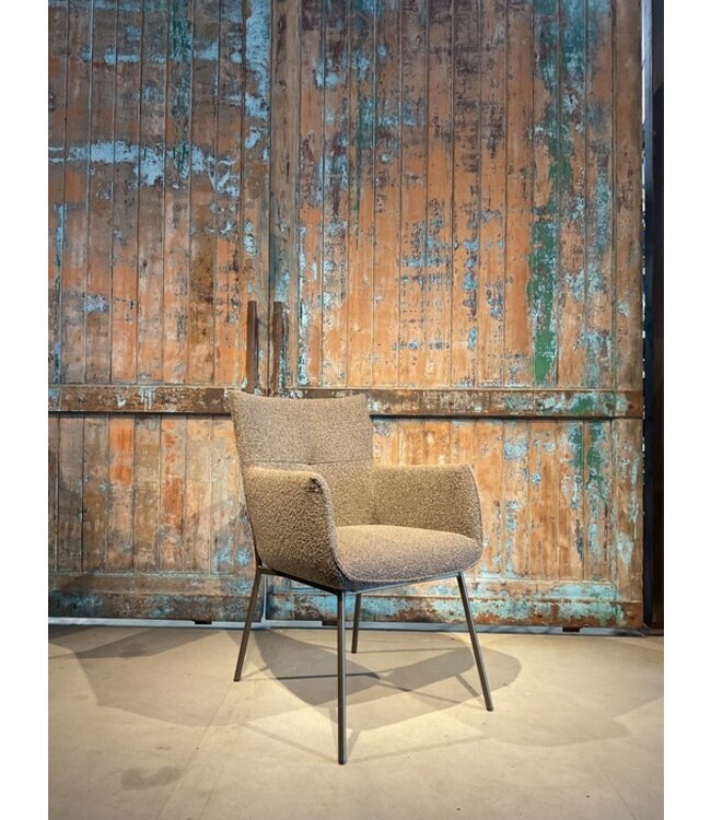 Eetkamerstoel Floris zoals afgebeeld: Met arm. In bekleding: Ascot Mouse