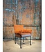 DS meubelen Eetkamerstoel Mike zoals afgebeeld: Arm & rug in: Be Lovely caramel 12. Zitting: Vintage Brown