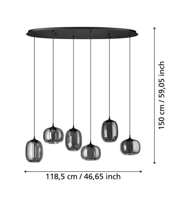 Stars Of Light Larva Zwart/Smoke Glas ( Incl.Afstb.Bed.)Star