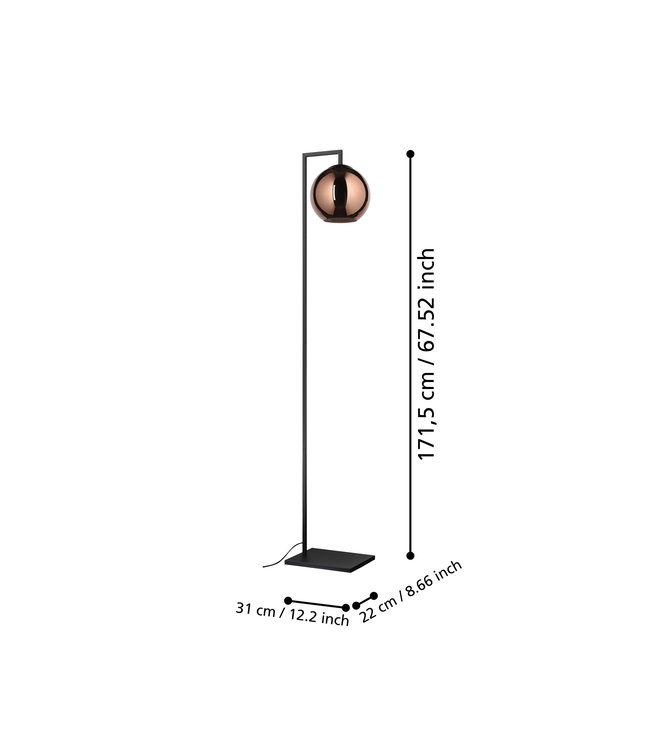 Stars Of Light Vloerlamp Cordoba Zwart/Koper Glas Star
